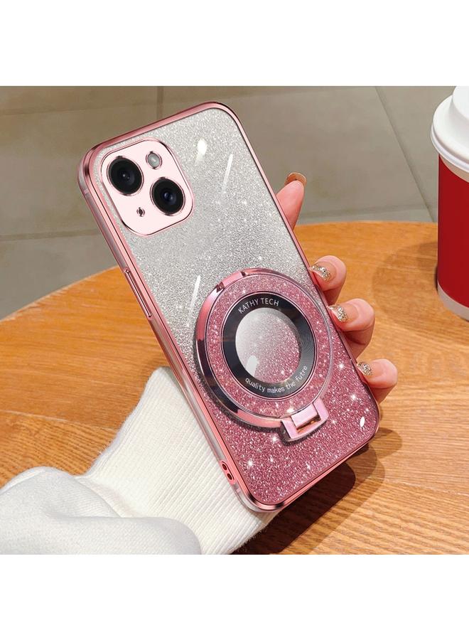 زبون جراب لهاتف iPhone 13، جراب دائري من مادة TPU بحامل لامع متدرج مطلي - Image 1