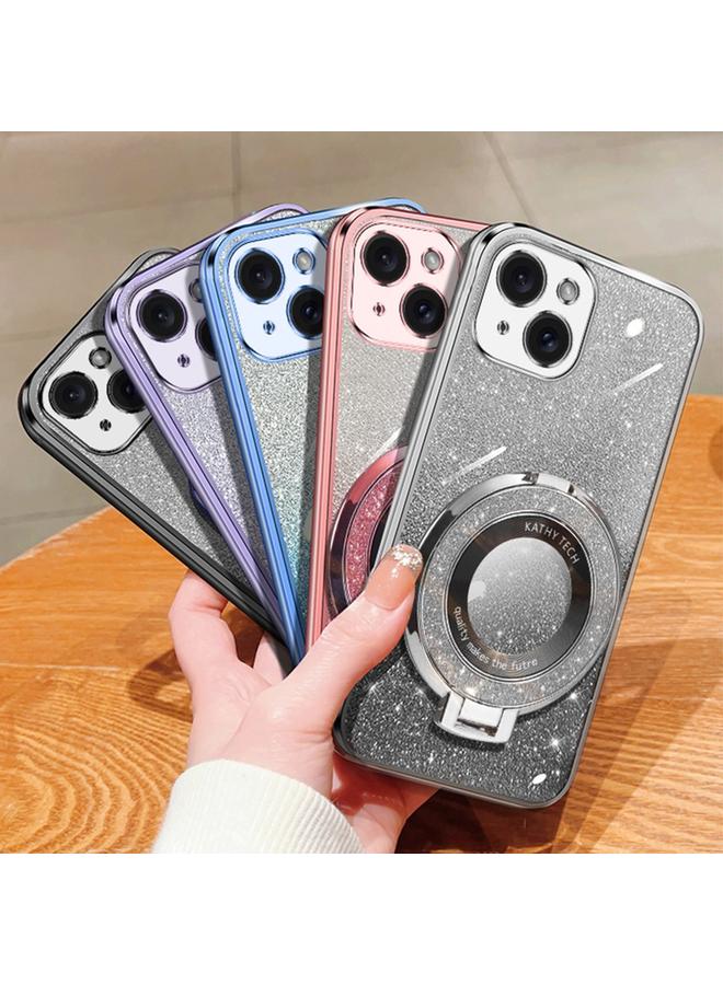 زبون جراب لهاتف iPhone 13، جراب دائري من مادة TPU بحامل لامع متدرج مطلي - Image 2