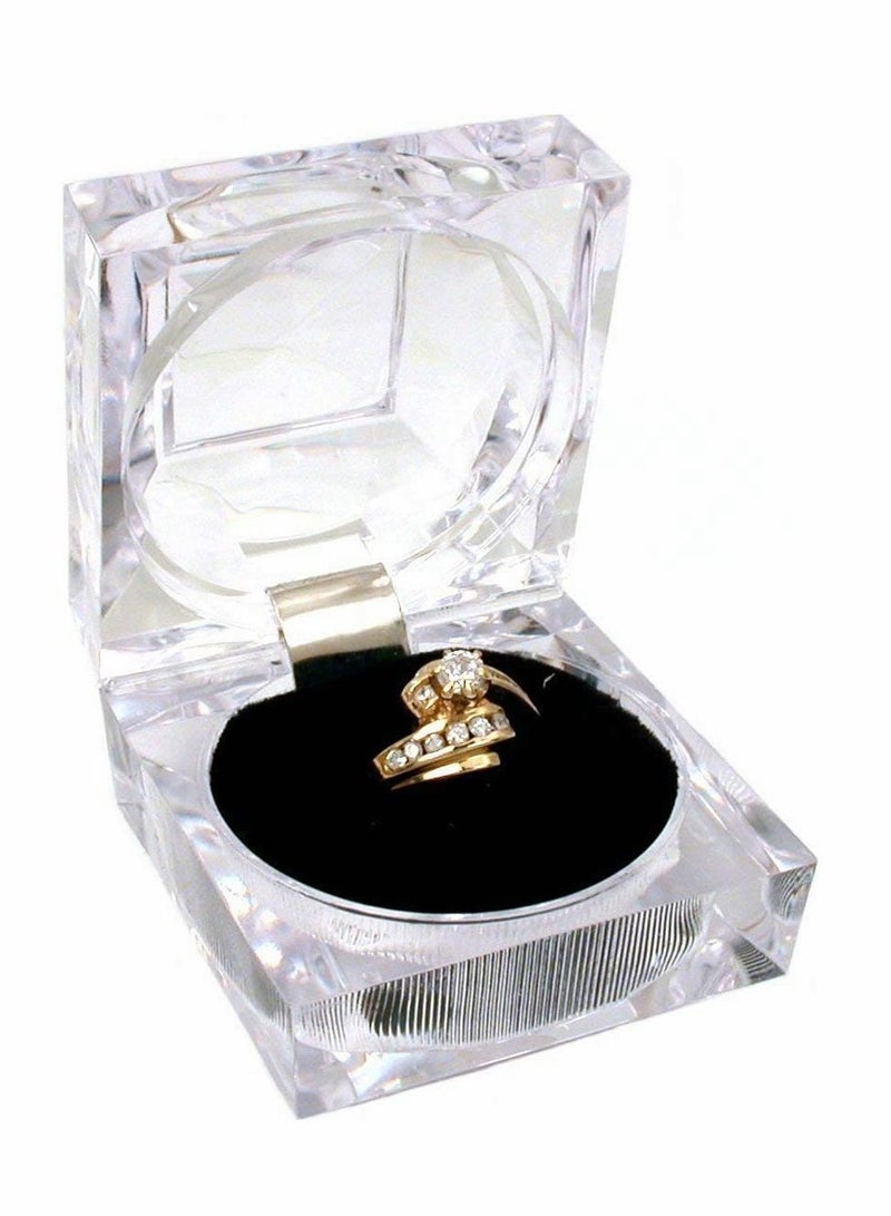 Excefore علب هدايا من الكريستال الشفاف، 12 قطعة من صندوق تخزين المجوهرات والأقراط من الأكريليك، حافظة منظمة لجميع أنواع الأقراط الدائرية، حشوة مخملية (أسود) - Image 4