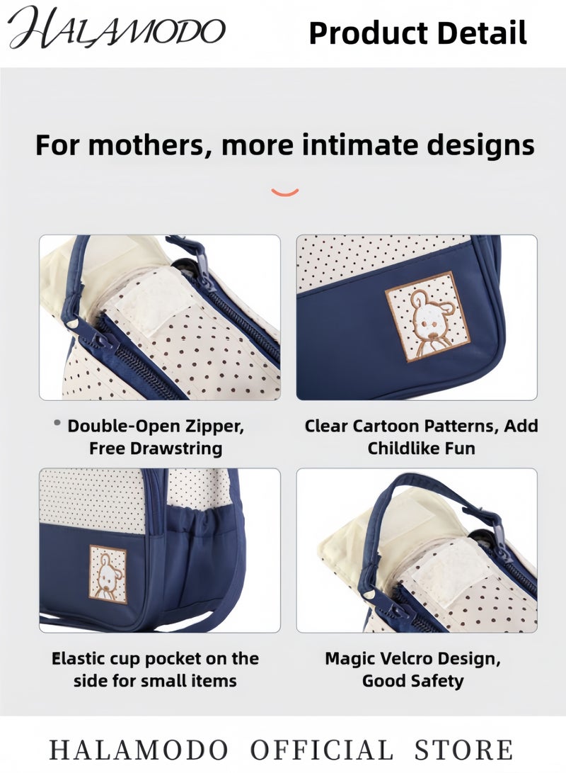 HALAMODO 5PCS Diaper Bag Portable Postpartum Package Large Capacity Mummy Bag Diaper Bag Set of 1pc Changing Pad & 1pc Insulated Bottle Bag & 1pc Food Bag & 1pc Handbag & 1pc Crossbody Bag  - Image 5