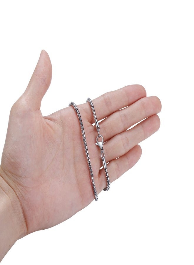 FOSIR Mens Chain Necklaces, Stainless Steel Rolo Chain Necklace for Men and Women, Silver Tone Box Chains for Men, Wide 2/3/4/5mm, 26.0 Inch long, Stainless Steel, No Gemstone - Image 2