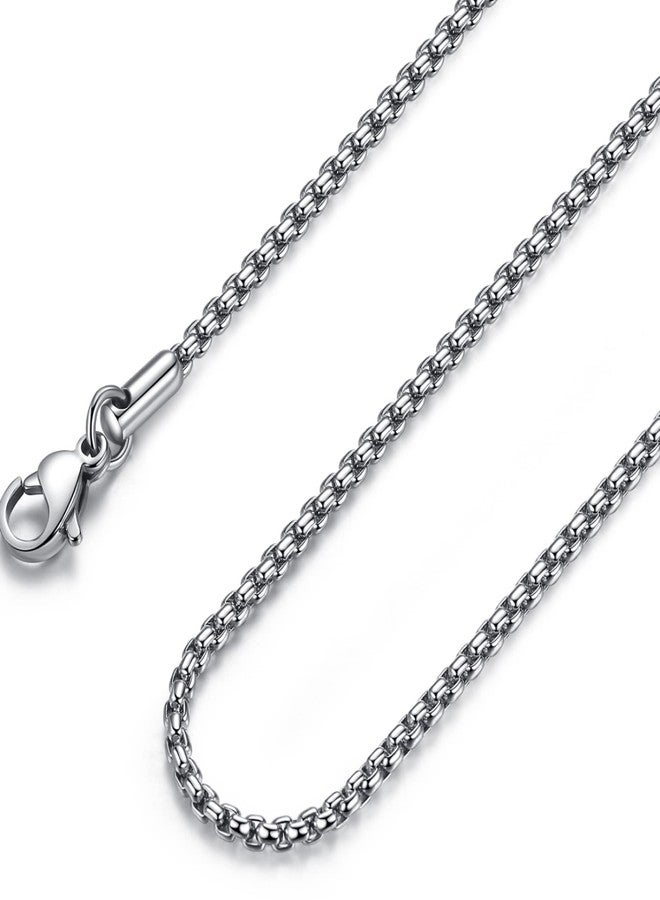 FOSIR Mens Chain Necklaces, Stainless Steel Rolo Chain Necklace for Men and Women, Silver Tone Box Chains for Men, Wide 2/3/4/5mm, 26.0 Inch long, Stainless Steel, No Gemstone - Image 1