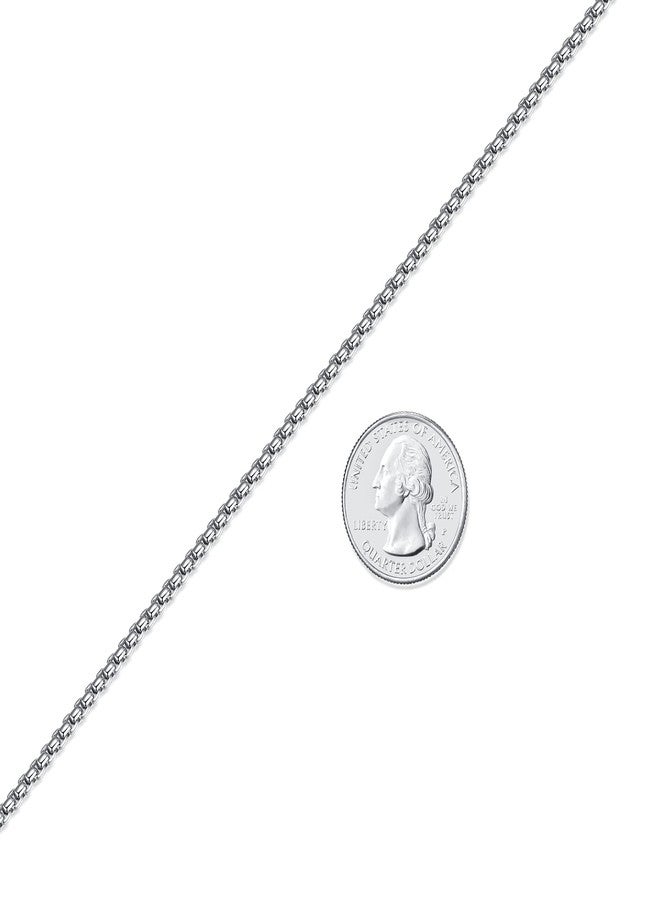 FOSIR Mens Chain Necklaces, Stainless Steel Rolo Chain Necklace for Men and Women, Silver Tone Box Chains for Men, Wide 2/3/4/5mm, 26.0 Inch long, Stainless Steel, No Gemstone - Image 3