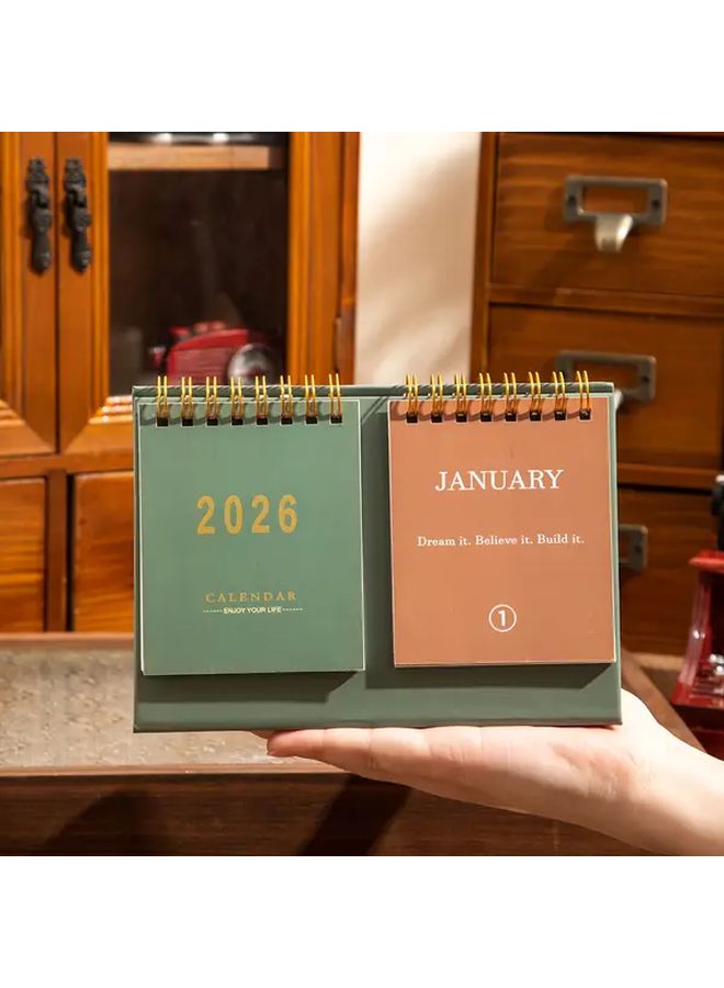 2026 مخطط تقويم مكتب صغير عرض شهري أسود صفحات ذهبية اقتباسات تحفيزية - Image 4