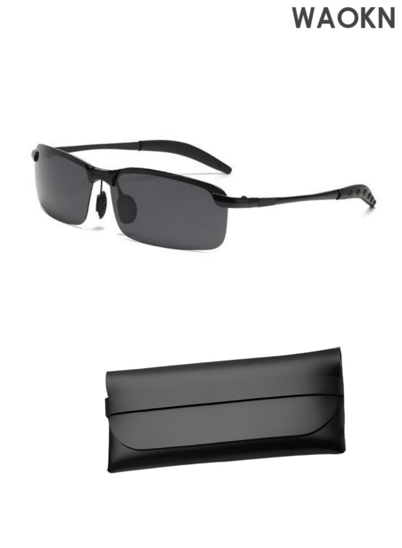 WAOKN Polarized photochromic sunglasses, photochromic glasses, men's high version day and night sunglasses, black polarized photochromic sunglasses UV400 sports sunglasses, men's driving, fishing and sports glasses - Image 1