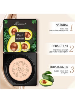 OCHEAL Avocado Moisturizing Conceal Beauty  Cushion Cream,  Mushroom Air Cushion Concealer Moisturizing Foundation Primer Makeup Cream All Day Nude Foundation Even Skin Tone Makeup Base Moisturizing(#Natural  - Image 3