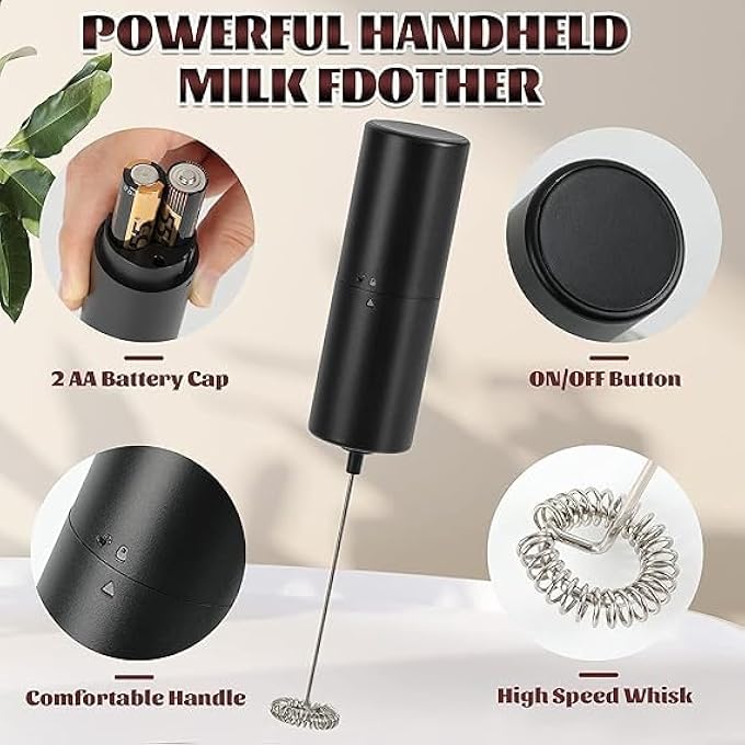 سکیلو خلاط كهربائي صغير لخفق الحليب وخفاقة القهوة وخلاط البيض وخلاط الرغوة وخفيف الوزن وأداة مطبخ تعمل بالبطارية - Image 4