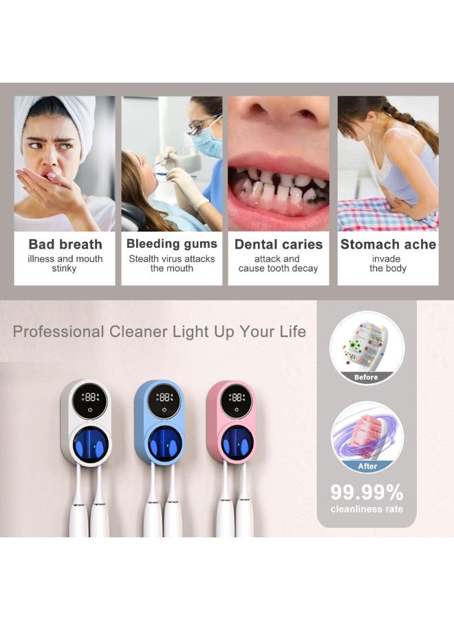 Toothbrush Cleaner & Toothbrush Holder, Cleaning and Air Drying, LED Smart Screen, Rechargeable Wall Mount Toothbrush Holder for Bathrooms - Image 4