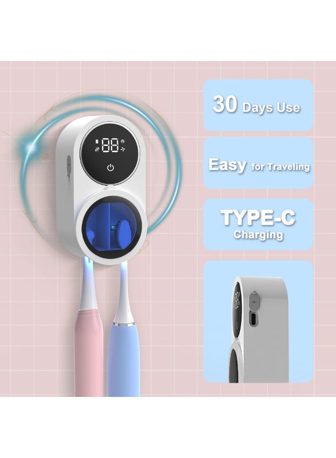 Toothbrush Cleaner & Toothbrush Holder, Cleaning and Air Drying, LED Smart Screen, Rechargeable Wall Mount Toothbrush Holder for Bathrooms - Image 5