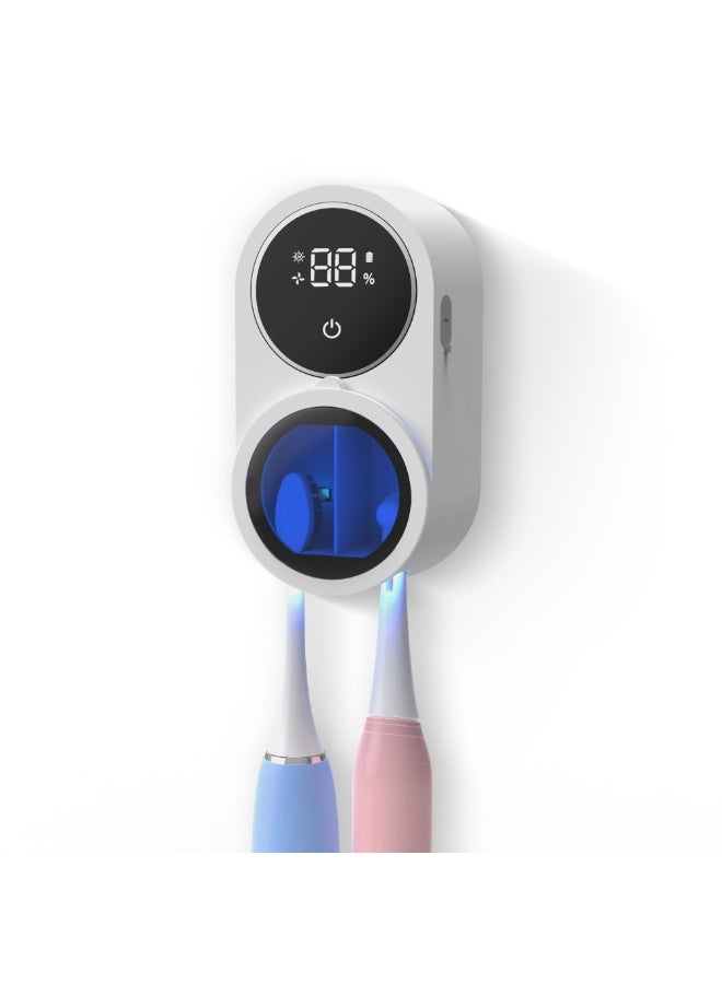 Toothbrush Cleaner & Toothbrush Holder, Cleaning and Air Drying, LED Smart Screen, Rechargeable Wall Mount Toothbrush Holder for Bathrooms - Image 1