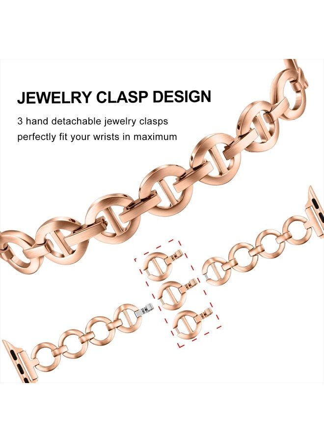 TRUMiRR Band for Apple Watch 41mm 40mm 38mm Rose Gold Women, Stainless Steel Watchband Feminine Jewelry Strap for iWatch SE Series 8 7 6 5 4 3 2 1 41mm 40mm 38mm - Image 5