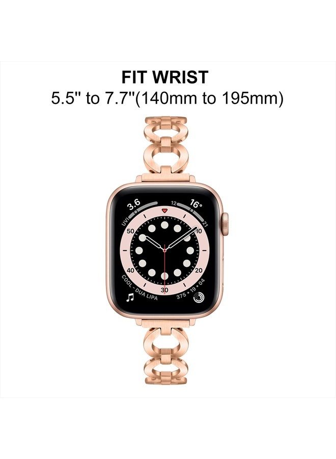 TRUMiRR Band for Apple Watch 41mm 40mm 38mm Rose Gold Women, Stainless Steel Watchband Feminine Jewelry Strap for iWatch SE Series 8 7 6 5 4 3 2 1 41mm 40mm 38mm - Image 3