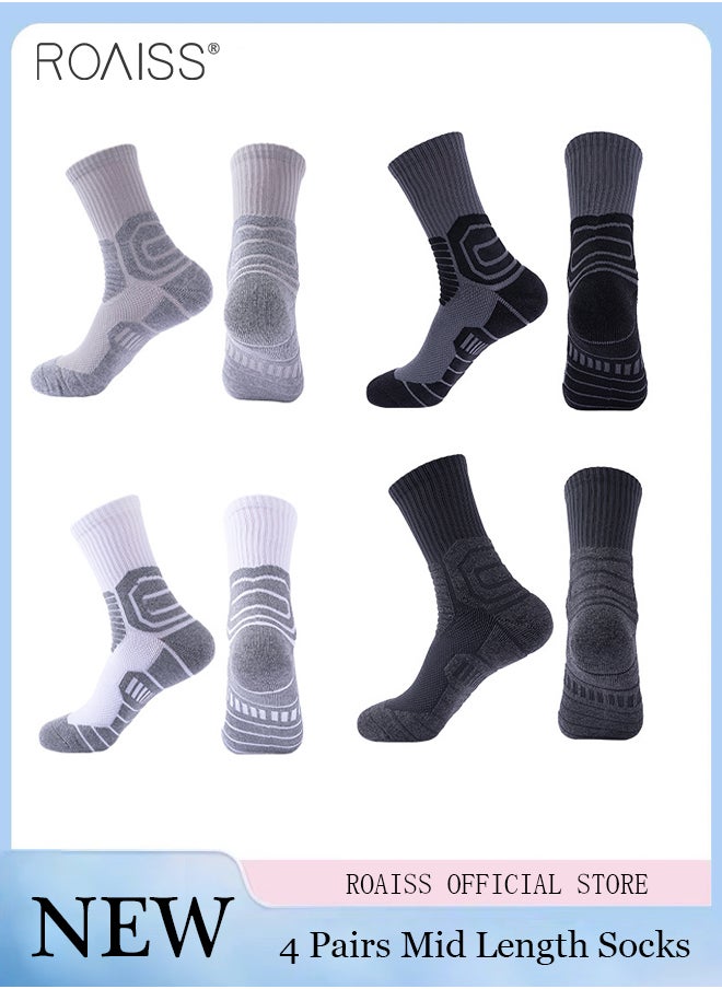 4 Pairs Of Non-Slip Sports Mid-Calf Socks For Men'S Basketball Shock-Absorbing Towel Bottom Professional Sports Socks - pzsku/ZD204D835A8B470798B8EZ/45/_/1704520154/5ad79639-fb1d-458b-902c-2a3756a776a8