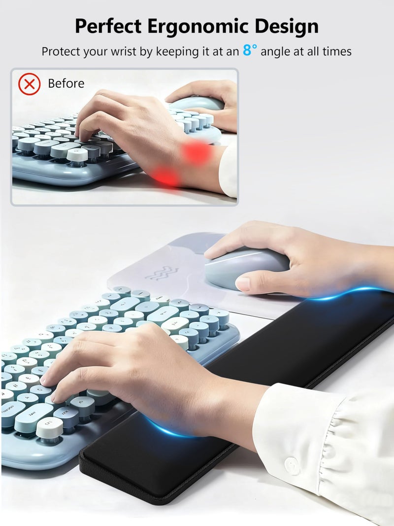 TopMade Keyboard Wrist Rest, Cooling Gel & Upgrade Soft Memory Foam Design Wrist Support for Keyboard, Full-Size Keyboard Hand Rest Pad, Ergonomic Palm Rest for for Long Hours of Work, Gaming, Black - Image 2