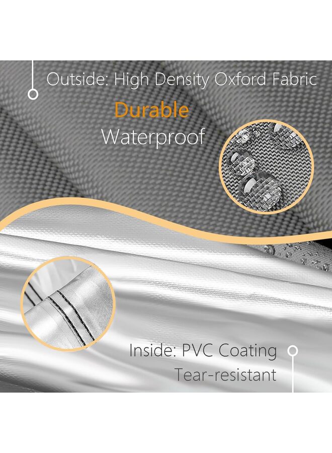 يُسلِّم غطاء عربة جولف لأربعة ركاب، مقاوم للماء والرياح والشمس، بوليستر 400D، غطاء كامل، فضي، 285 × 122 × 168 سم. - Image 4