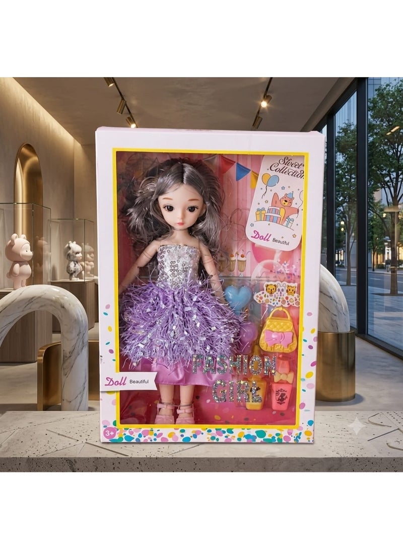 Elegant Kids Doll with Handbag and Accessories - Complete Girls' Play Set - Fashion Doll for Kids - Fashion Doll for Girls - Girls' Fashion Doll - Fashion Doll with Elegant Dress - Kids Doll with Dress and Handbag - Girls' Doll with Dress and Accessories - Fashion Doll with Long Hair - Dress-Up Doll for Girls - Doll with Hair for Styling - Doll with Handbag - Doll with Accessories - Fashion Doll Set - Girls' Doll Play Set - Girls' Toy Set - Elegant Doll for Kids - Princess Doll for Girls - Princess Doll with Beautiful Dress - Doll with Shiny Dress - Doll with Sparkly Dress - Lavender Dress Doll - Cute Girls' Doll - Image 2