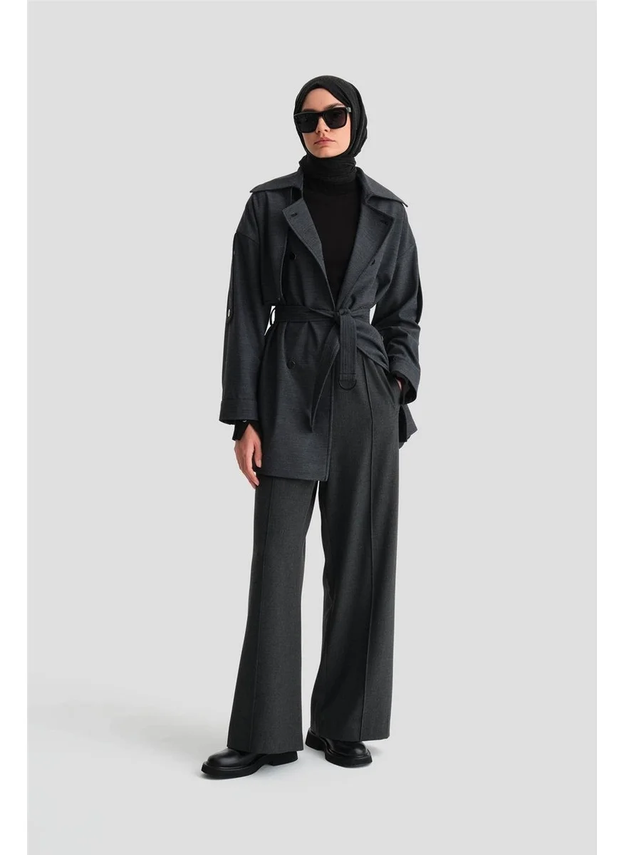 ARMINE Elastic Waist Palazzo Trousers 24K2703 Anthracite