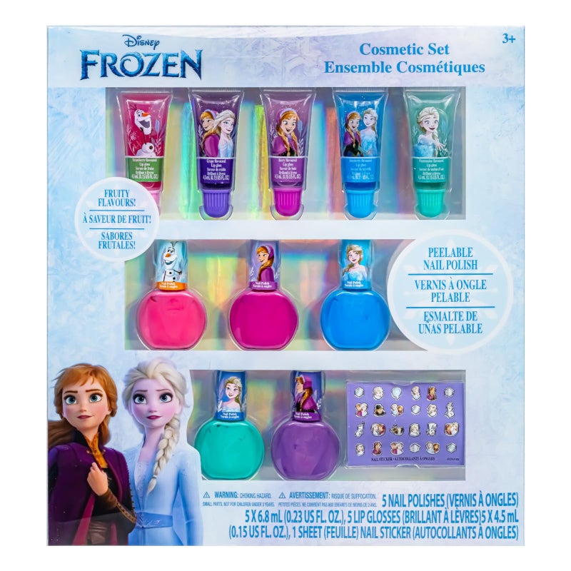 TOWNLEY GIRL Disney Frozen 2 - Townley Girl Super Sparkly Cosmetic Makeup Set for Girls with Lip Gloss Nail Polish Nail Stickers - 11 Pcs|Perfect for Parties Sleepovers Makeovers| Birthday Gift for Girls 3 Yrs+ - Image 1