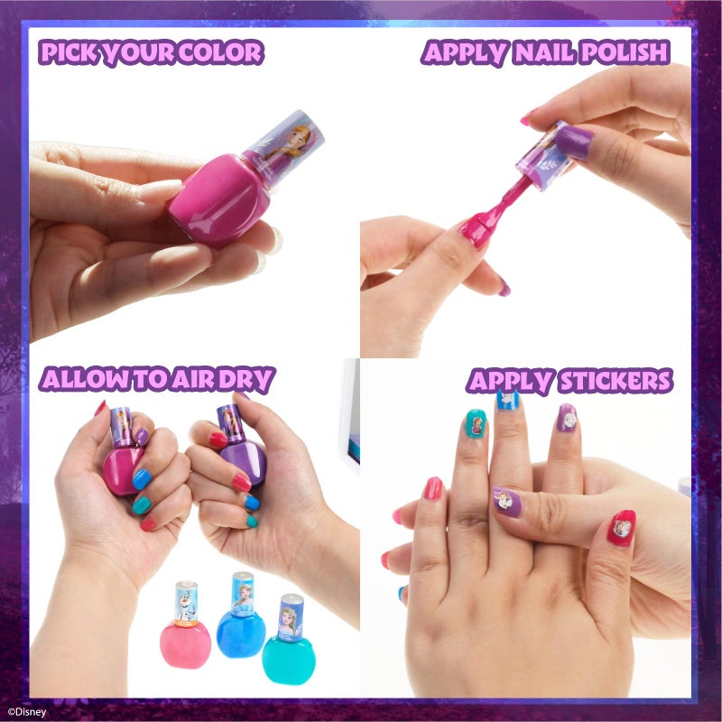 TOWNLEY GIRL Disney Frozen 2 - Townley Girl Super Sparkly Cosmetic Makeup Set for Girls with Lip Gloss Nail Polish Nail Stickers - 11 Pcs|Perfect for Parties Sleepovers Makeovers| Birthday Gift for Girls 3 Yrs+ - Image 4