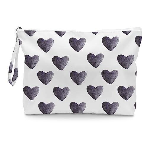 Fokongna Heart Wet Bag Wet Dry Bag Beach Bag Diaper Bag Wet Bag For Swimsuit Travel Makeup Bag Toiletry Bag Waterproof Large Capacity for Women Girls Mom Sister Friends Boho Heart Gifts black - Image 1