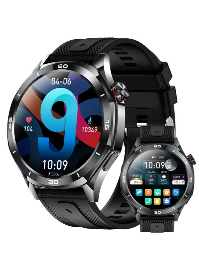 رولستيمي ساعة ذكية للرجال متوافقة مع آي أو إس أندرويد 1.52 بوصة شاشة لمس كاملة آي بي 67 مقاوم للماء بلوتوث جهاز تعقب للياقة البدنية معدل ضربات القلب - Image 1