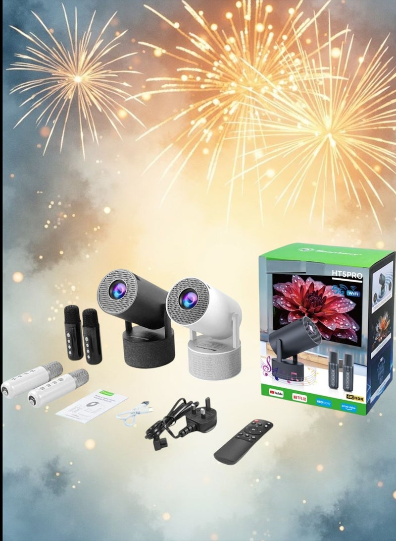 JOROBO KTV Projector with 2 Wireless Microphones and Speaker 1080P/4K Portable Projector - Image 2