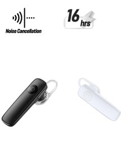 (Black and White - 2 pcs) Bluetooth Headset - V5.0 Wireless Hands-free Headset Built-in Dual Microphone Noise Cancellation, 10 Days Standby 16 Hours HD Talk Time Ultra Light Headset for iPhone Android Samsung Laptop