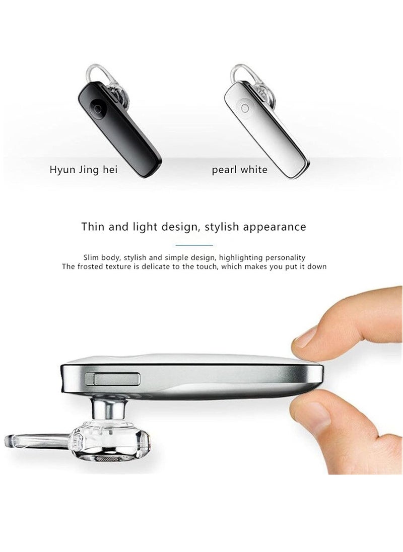 Generic - (Black and White - 2 pcs) Bluetooth Headset - V5.0 Wireless Hands-free Headset Built-in Dual Microphone Noise Cancellation, 10 Days Standby 16 Hours HD Talk Time Ultra Light Headset for iPhone Android Samsung Laptop - Image 1