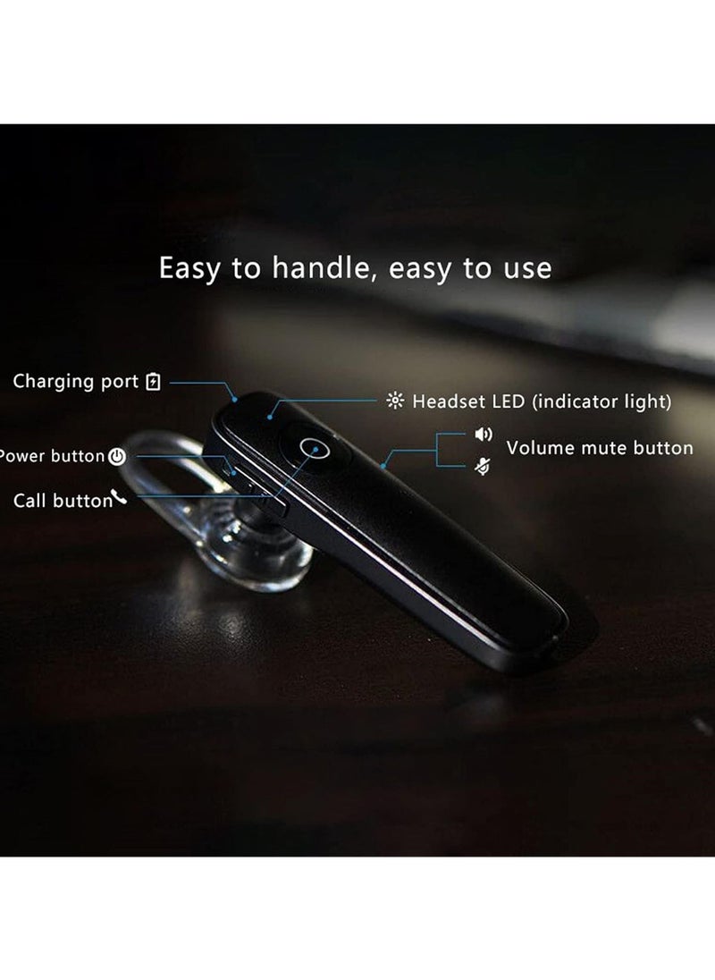 Generic - (Black and White - 2 pcs) Bluetooth Headset - V5.0 Wireless Hands-free Headset Built-in Dual Microphone Noise Cancellation, 10 Days Standby 16 Hours HD Talk Time Ultra Light Headset for iPhone Android Samsung Laptop - Image 1