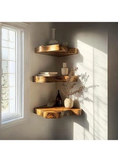Home Gallery 3 Set Of Live Edge Corner Floating Shelf 30x20 cm  - Image 4