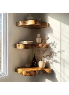 Home Gallery 3 Set Of Live Edge Corner Floating Shelf 30x20 cm  - Image 5