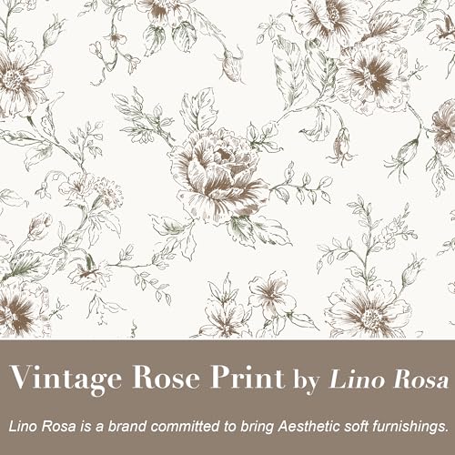 Lino Rosa Brown Farmhouse Curtains for Living Room, Vintage Floral Patterned Sheer Linen Rustic Country Farm House Style Curtains 84 Inch Length 2 Panels Set - Image 2