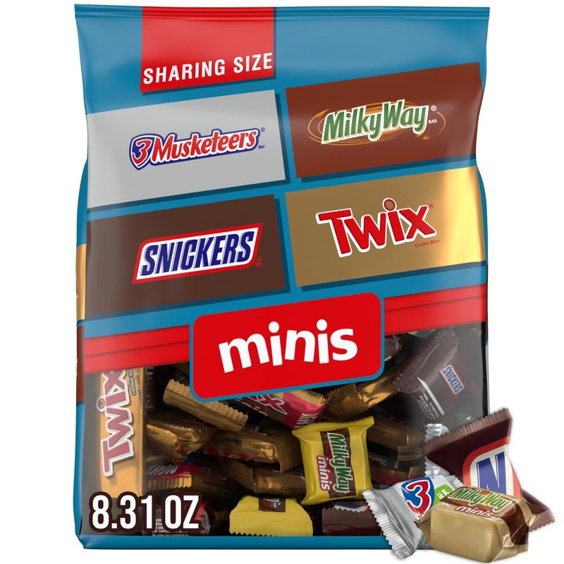 Mars SNICKERS, TWIX, 3 MUSKETEERS & MILKY WAY Christmas Candy Chocolate Bar Variety Pack Bulk Bag - Image 1
