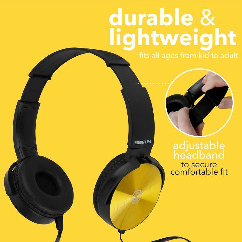 Sonitum Classroom Headphones Bulk 5 Pack, Student On Ear Color Varieties, Comfy Swivel Earphones for Library, School, Airplane, Kids, for Online Learning and Travel, Noise Stereo Sound 3.5mm Jack (Black) - Image 4