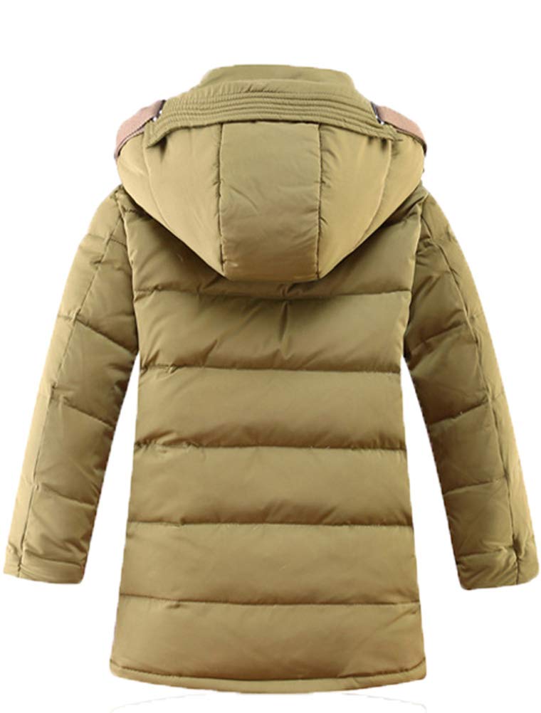 Mallimoda Big Boy's Hooded Bubble Jacket Heavyweight Solid Puffer Coat Style 1 Kaki 5-6 Years - Image 2