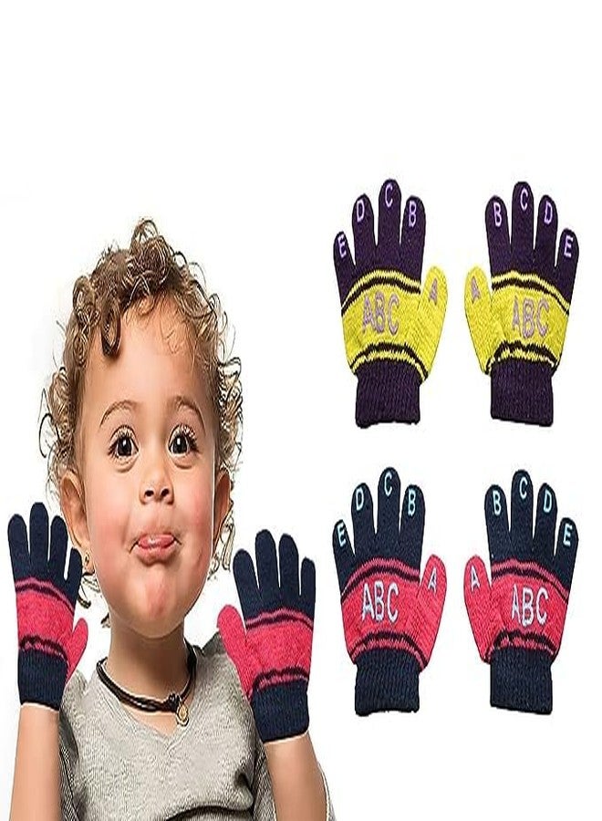 Neellohit Baby H Baby Boy's & Baby Girl's Soft Woolen Winter Warm Kids Hand Gloves (Multicolor (2-9 Years) Pack of 2 - Image 4