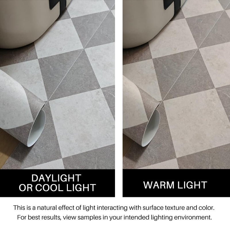 auxua Caramelâ€Œ Vinyl Checked Flooring Roll â€“ Small Size (15.7â€ x 6.56ft) for 8.61 sq.ft Coverage, Seamless Grain Match, Hassle-Free Peel & Stick Tile Application, Ideal for Kitchens & Bathrooms - Image 5