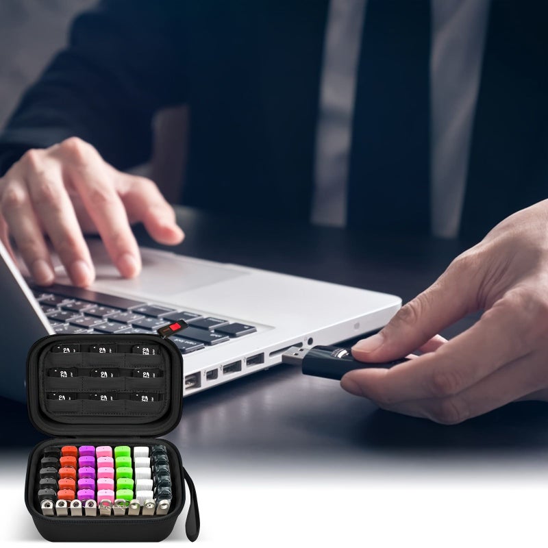 حافظة محرك أقراص USB محمول حامل بطاقات SDXC SDHC أسود حقيبة تخزين الإكسسوارات الإلكترونية - Image 3