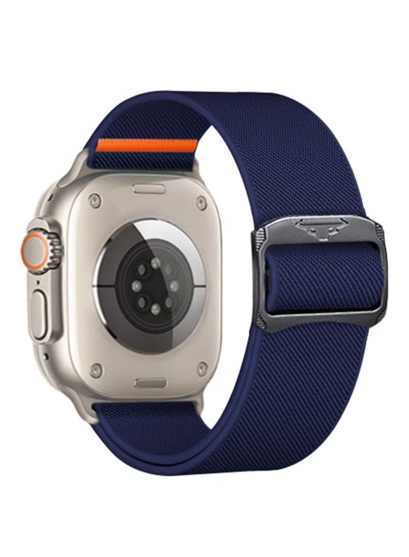 حزام مضفر مرن من النايلون الناعم، سوار ساعة ذكية لساعة Apple Watch Ultra 2، سلسلة Apple Watch Series 10/9/8/7/6/5/4/3 أزرق، 38/40/41/42 مم - Image 2