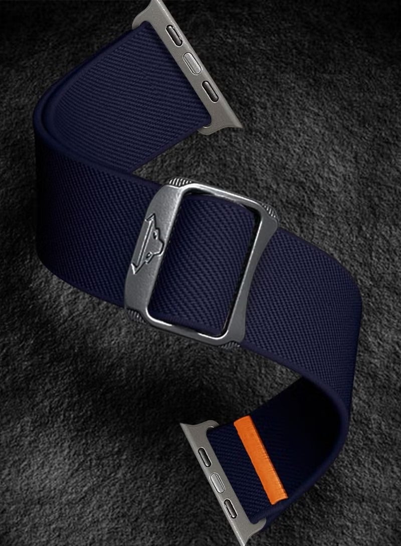 حزام مضفر مرن من النايلون الناعم، سوار ساعة ذكية لساعة Apple Watch Ultra 2، سلسلة Apple Watch Series 10/9/8/7/6/5/4/3 أزرق، 38/40/41/42 مم - Image 4