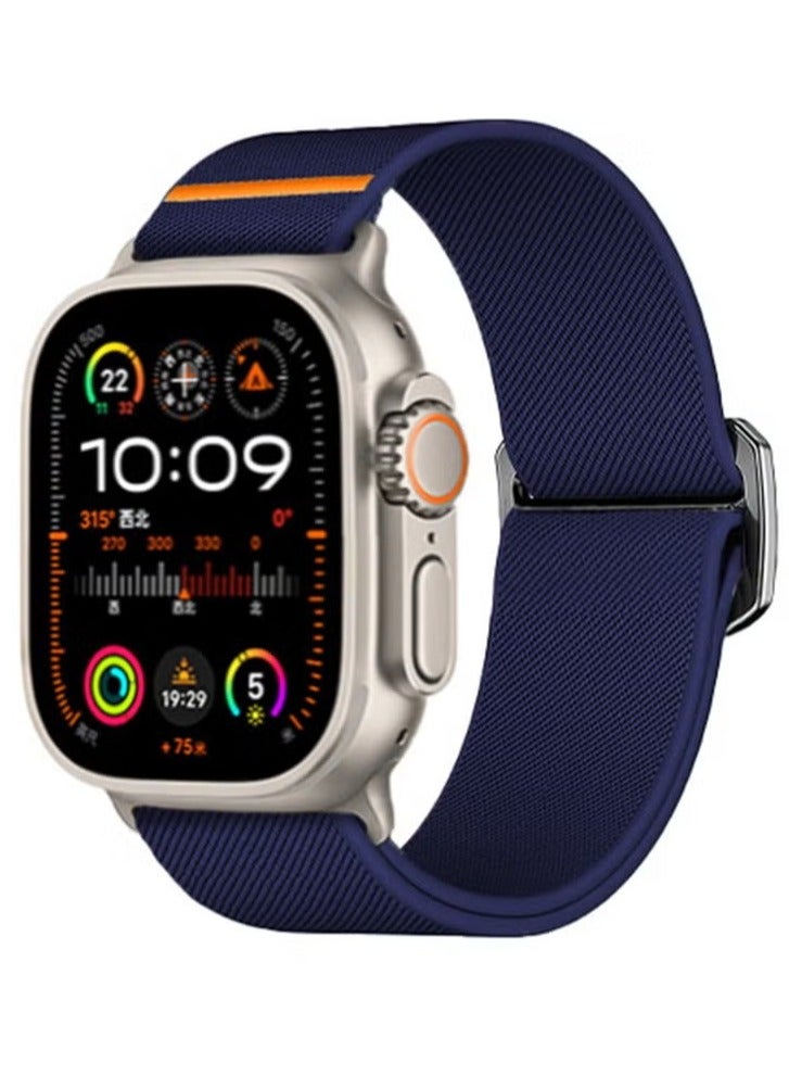 حزام مضفر مرن من النايلون الناعم، سوار ساعة ذكية لساعة Apple Watch Ultra 2، سلسلة Apple Watch Series 10/9/8/7/6/5/4/3 أزرق، 38/40/41/42 مم - Image 3