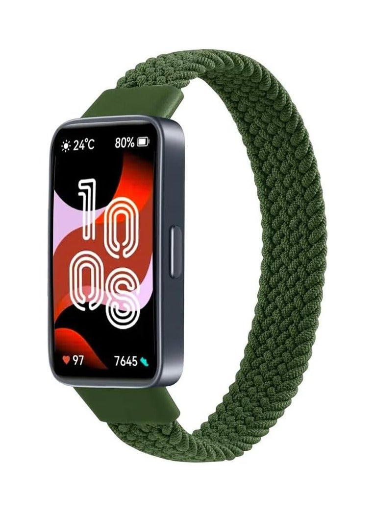 Braided Strap Compatible with for Huawei Band 9/8 Replacement Belt Watchband, Woven Nylon Elastic Huawei Band 8/9 Large Size (Green) 