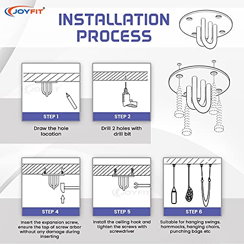 Joyfit Wall and Ceiling Mount Steel,for Suspension Straps, Boxing Bags, Olympic Rings, Yoga Swings, Resistance Bands for Home and Gym Workouts by Men and Women - Image 4