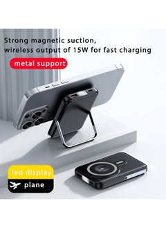 T I G O Magsafe Power Bank 10000mAh Wireless Portable Charger Fast Charging with Display, Mobile Phone PD 20W Wired Charging, iPhone Magsafe Charger Battery Pack for iPhone 12-16 Series, Samsung Black  - Image 4