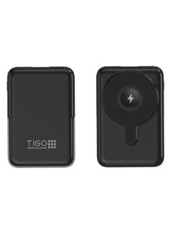 T I G O Magsafe Power Bank 10000mAh Wireless Portable Charger Fast Charging with Display, Mobile Phone PD 20W Wired Charging, iPhone Magsafe Charger Battery Pack for iPhone 12-16 Series, Samsung Black  - Image 5