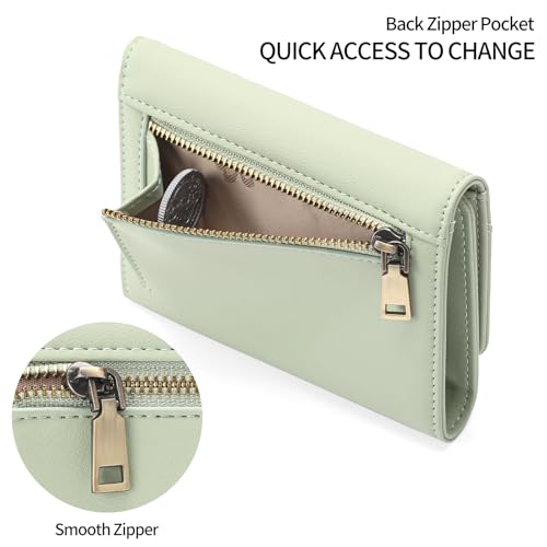 GAEKEAO Small Wallets for Women Leather RFID Blocking Trifold Ladies Wallets Credit Card Holder with Zipper Coin Pocket - Image 3