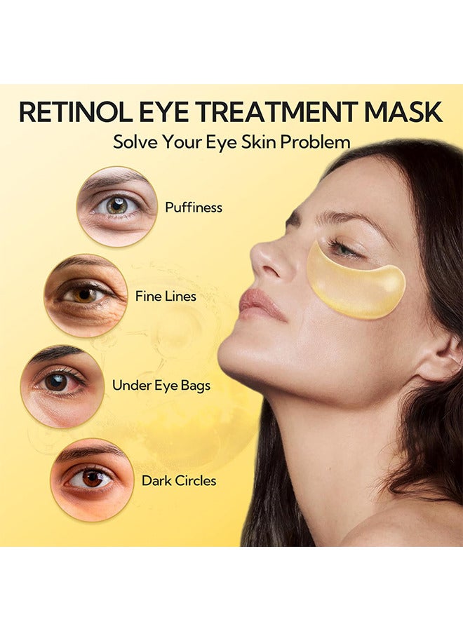 LANBENA Retinol Hydra-Gel Eye Patches, Gold Under Eye Mask Retinol And Collagen, Under Eye Mask For Face Care, Eye Masks For Dark Circles And Puffiness, Under Eye Masks For Beauty And  Personal Care 30 Pairs - Image 3