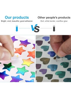 Oasisgalore 30Pcs Sparkly Holographic Star Stickers, Glitter Foil Heart Stickers for Kids Reward, Teacher Supplies & DIY Decoration  - Image 4