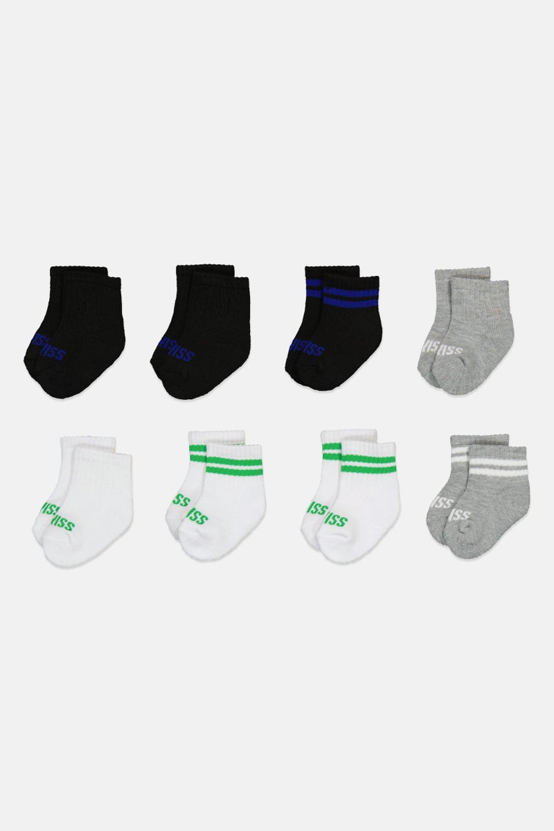 K-SWISS Toddlers Boy 8 Pairs Brand Logo Quarter Socks, Multicolor - Image 3