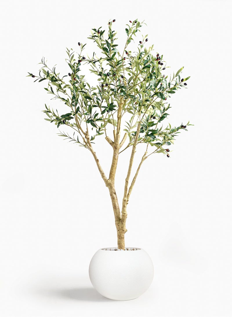 Zvezvia 180cm Artificial Olive Tree with Optional Large 34.5cm White Pot - Realistic Faux Potted Plant for Home Office Decor, No Maintenance Needed - Image 1